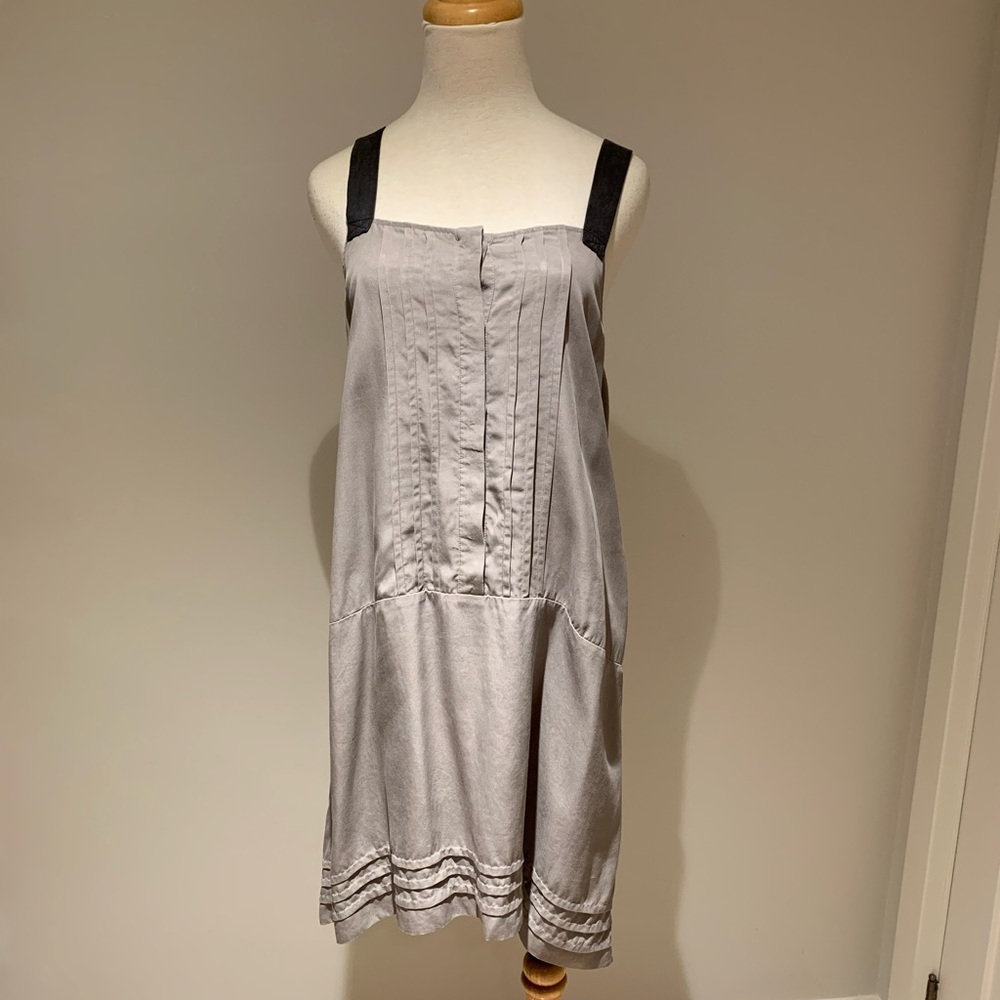 Rag & Bone taupe pintuck pinafore/tank dress S